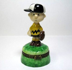 Flambro Porcelain Trinket Box -  Charlie Brown Baseball