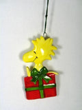 Woodstock On Gift Flat Christmas Ornament