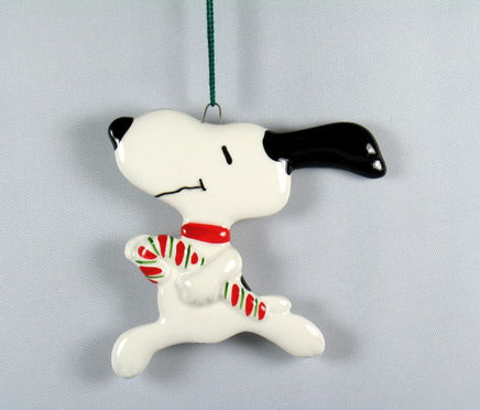 Snoopy's Candy Cane Flat Christmas Ornament - snoopn4pnuts.com