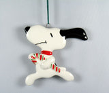Snoopy's Candy Cane Flat Christmas Ornament