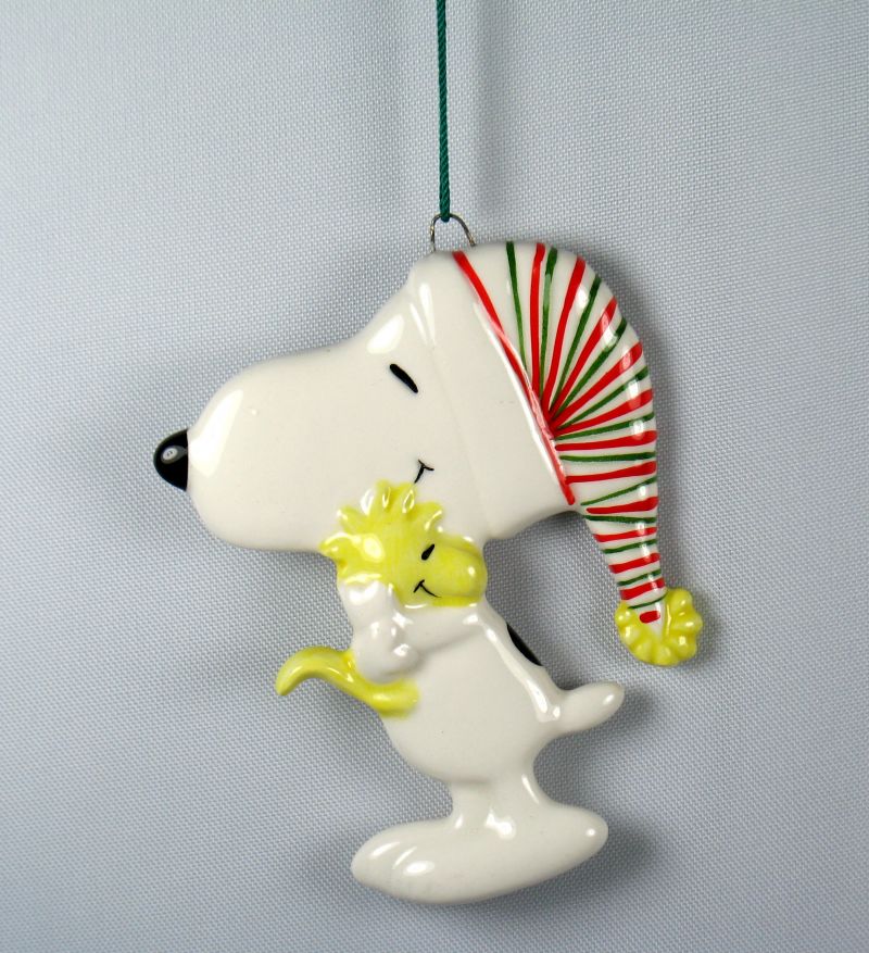 Snoopy Hugs Woodstock Flat Christmas Ornament