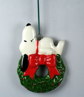 1979 Snoopy On Wreath Christmas Ornament