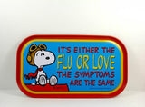 Snoopy Flying Ace Magnetic Tin Tray Or Sign - The Flu Or Love