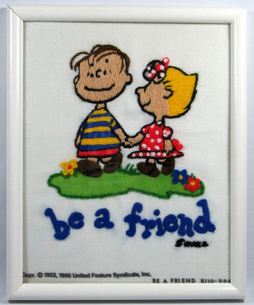 Peanuts Crewel Stitchery Kit - Linus And Sally (Completed In Wooden Frame)