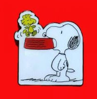 Snoopy With Dog Dish Enamel Pin