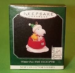 1998 WINTER FUN WITH SNOOPY #1 Miniature Christmas Ornament