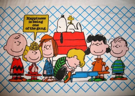 Vintage Peanuts Gang Flat Sheet - Happiness Is...