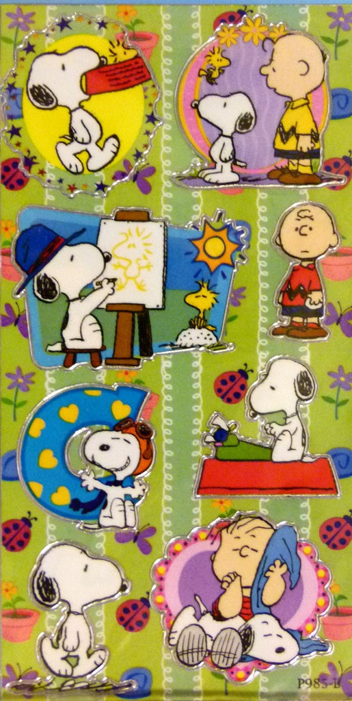 Peanuts Gang Vinyl-Covered Stickers With Silver Border