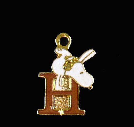 Snoopy Alphabet Cloisonne Charm - Gold "H" - snoopn4pnuts.com