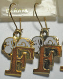 Snoopy Alphabet Cloisonne Latch Back Earrings - Gold "F"