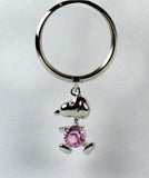 Snoopy Silver Plated Pendant With Pink Rhinestone Key Chain