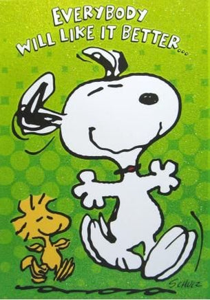 Holographic Animated Get Well Card - Dancing Snoopy And Woodstock