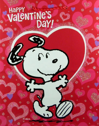 Snoopy Valentine's Day Gift Bag With Glitter Accents - snoopn4pnuts.com
