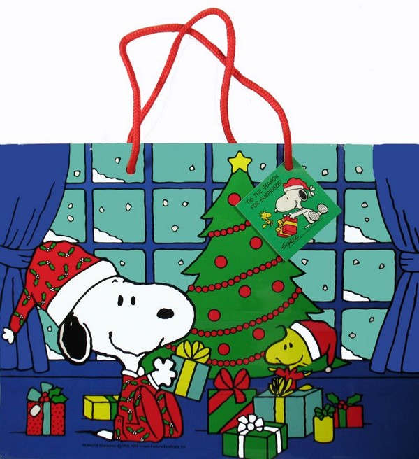 Snoopy and Woodstock Large Vintage Christmas Gift Bag