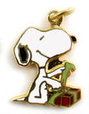 Snoopy Wrapping Gifts Christmas Cloisonne Charm