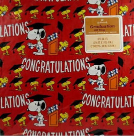 Snoopy And Woodstock Vintage Graduation Gift Wrap