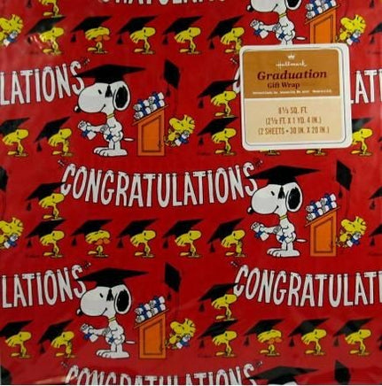 Snoopy And Woodstock Vintage Graduation Gift Wrap
