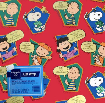 Peanuts Gang Vintage Gift Wrap - Thanks Dad! - snoopn4pnuts.com
