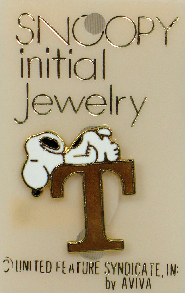Snoopy Alphabet Cloisonne Pin - Gold "T"