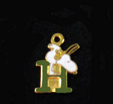 Snoopy Alphabet Cloisonne Charm - Green "H"