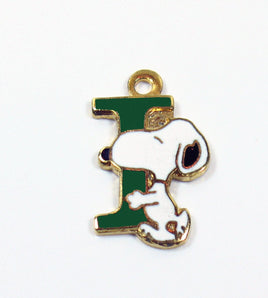 Snoopy Alphabet Cloisonne Charm - Green "I" - snoopn4pnuts.com