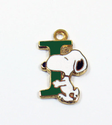 Snoopy Alphabet Cloisonne Charm - Green "I" - snoopn4pnuts.com