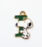Snoopy Alphabet Cloisonne Charm - Green "I"