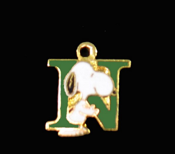 Snoopy Alphabet Cloisonne Charm - Green "N"