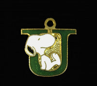 Snoopy Alphabet Cloisonne Charm - Green 