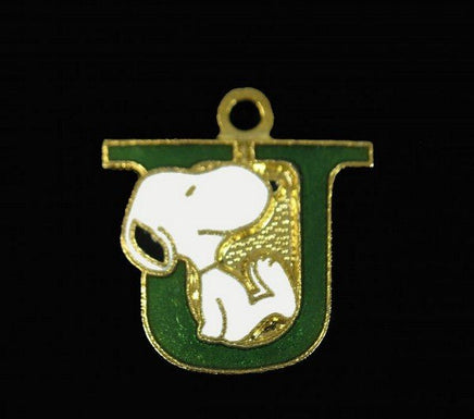 Snoopy Alphabet Cloisonne Charm - Green "U" - snoopn4pnuts.com