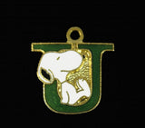 Snoopy Alphabet Cloisonne Charm - Green "U"