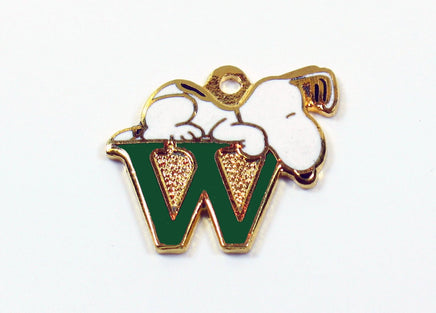 Snoopy Alphabet Cloisonne Charm - Green "W" - snoopn4pnuts.com