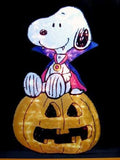 Snoopy Dracula Halloween Lighted Indoor/Outdoor Window Decor (Used / Works Well; Skin Tone Darker)