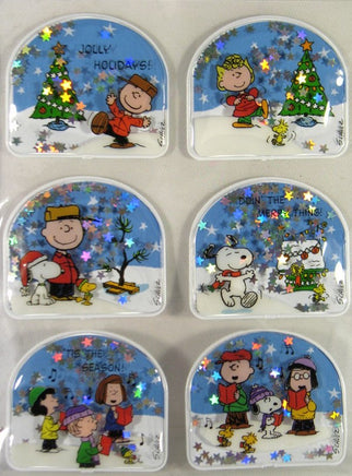 Peanuts Gang Puffy Sparkling 2-D Holiday Stickers With Faux Snow