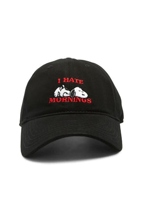 Snoopy Embroidered Ball Cap - I Hate Mornings - snoopn4pnuts.com