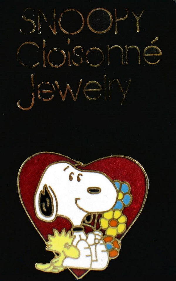 Snoopy's Heart and Flowers Cloisonne Pin