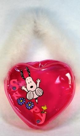 Snoopy Vinyl Heart-Shaped Purse With Feathered Handle