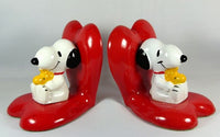 Snoopy and Woodstock Vintage Hearts Bookends (Near Mint)