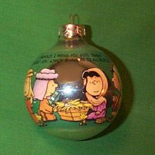1992 Peanuts Glass Ball Christmas Ornament - Nativity