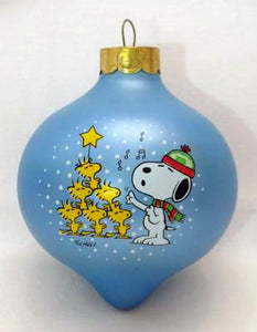 1985 Snoopy Teardrop-Shape Glass Christmas Ornament