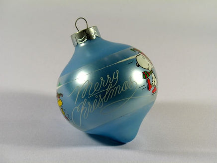 1986 Peanuts Teardrop - Shape Glass Christmas Ornament - Figure Skating (No Box) - snoopn4pnuts.com