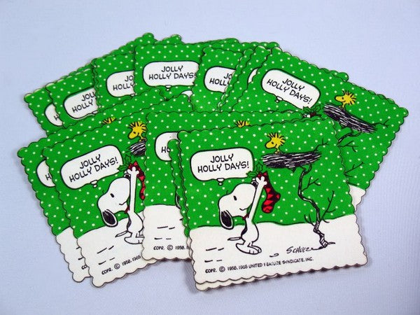 Snoopy and Woodstock Christmas Coasters
