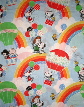 Vintage Peanuts Gang Hot Air Balloons Flat Sheet