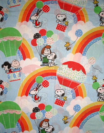 Vintage Peanuts Gang Hot Air Balloons Flat Sheet