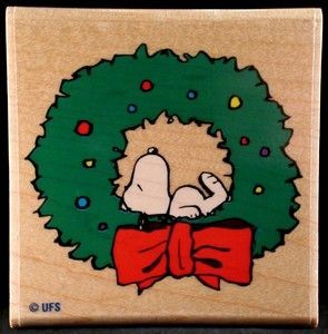 Snoopy's Wreath RUBBER STAMP