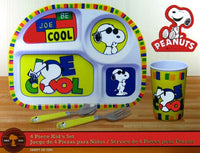 Snoopy Joe Cool 4-Piece Kids Melamine Dining Set With Utensils
