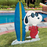 Peanuts Gang Hammered Metal Yard Art - Snoopy Joe Cool Surfer  RARE!
