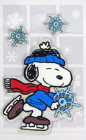 3-Piece Peanuts Christmas Jelz Window Clings - Snoopy Skater