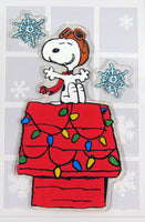 3-Piece Peanuts Christmas Jelz Window Clings - Snoopy Flying Ace