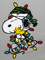 Snoopy Christmas Jelz Window Cling - Snoopy In Lights